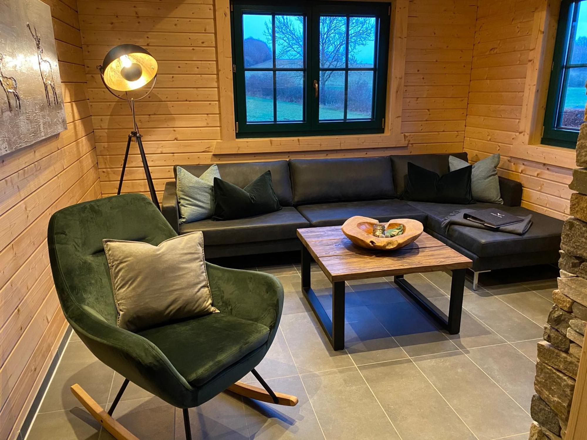 Holzhaus Onkel Fritz Mit Sauna Und Whirlwanne Esch  Exteriör bild